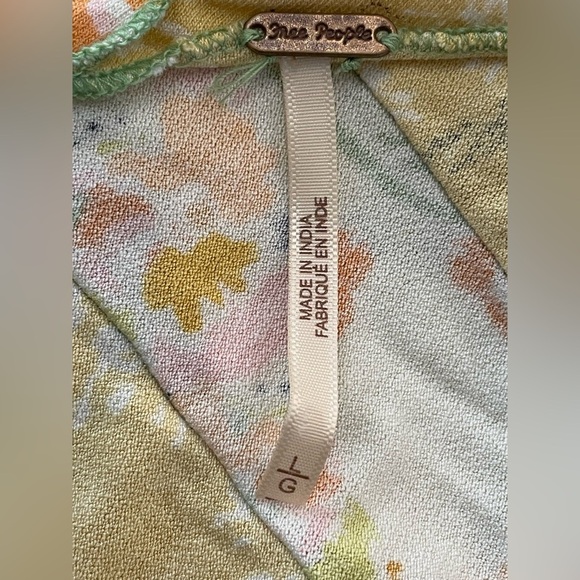 Free People Yellow and Blue One-Shoulder Long Sleeve Top Large - Picture 6 of 7